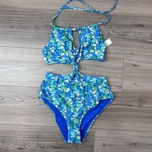 Aerie Blue Floral One Piece Swimsuit